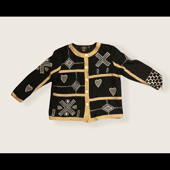 Flax Allure shacket type embroidered patchwork womens top art to wear - Picture 9 of 13